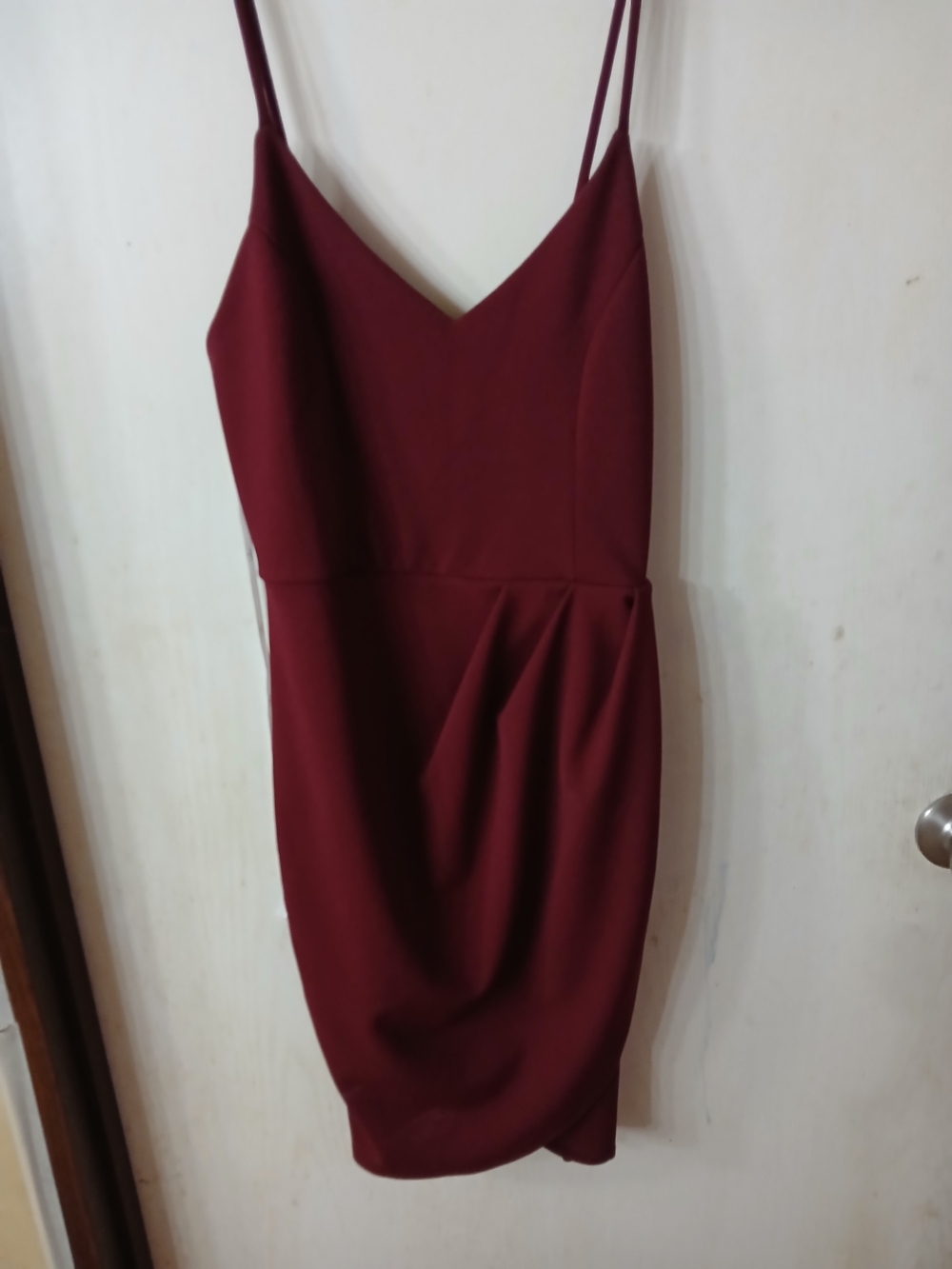 Lulu's Burgundy Spaghetti-Strap Sheath Mini Dress